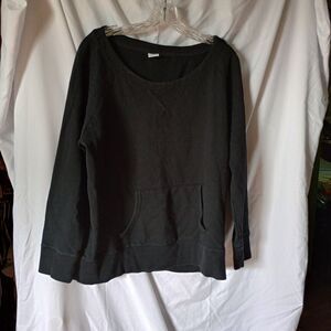 Vintage Lady Footlocker Black Sweatshirt Kangaroo Pocket Scoop Neck XXL Y2K